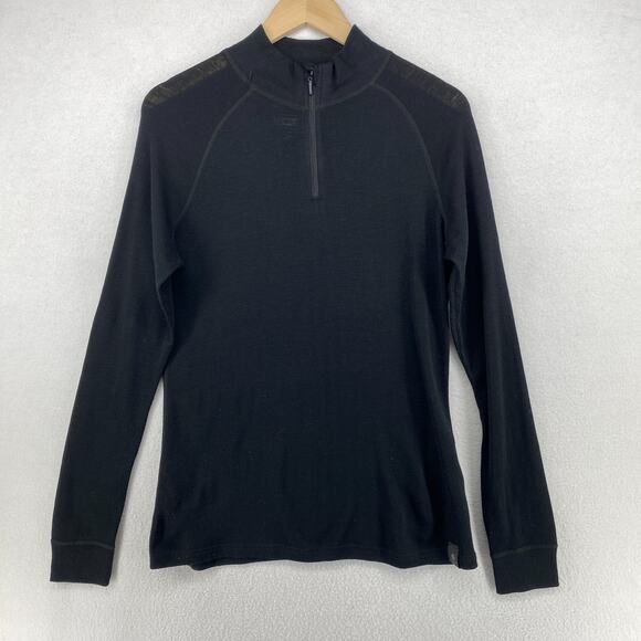 MOUNTAIN WAREHOUSE Top Womens 10 EXTREME Merino Wool 1/4 Zip Baselayer Black - Picture 1 of 16
